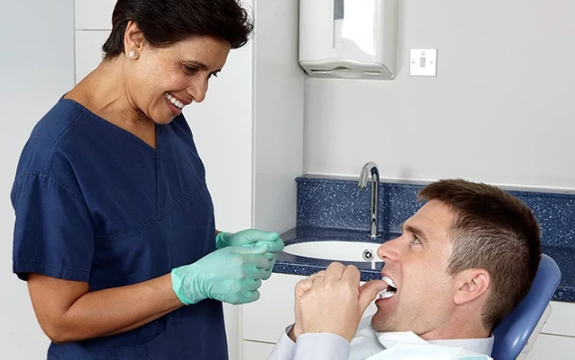 Mandibular Advancement Device (or MAD) custom-fitted mouthpiece