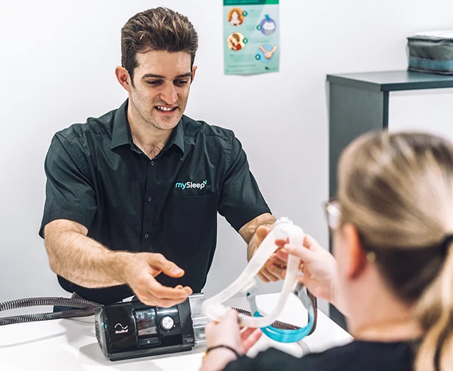Discussing CPAP machine options to a patient